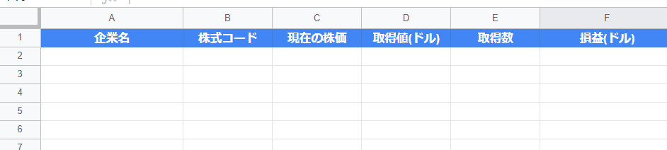 Google スプレッドシート作成　米国株の管理