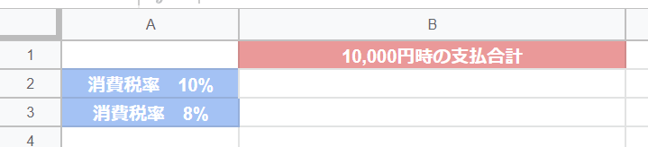 スプレッドシートで消費税の計算をする準備