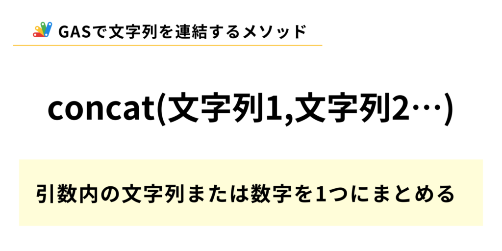 GASで複数の文字列を連結するconcatメソッドの説明